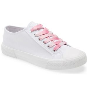BP White Canvas Sneakers with Pink Ombre Laces Size 6.5 Casual Shoes